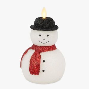 Luminara Flameless Snowman Figural Candle for Christmas Decor - 3.8"x6", White